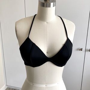 Black Bathing Top w hot pink lining Size S